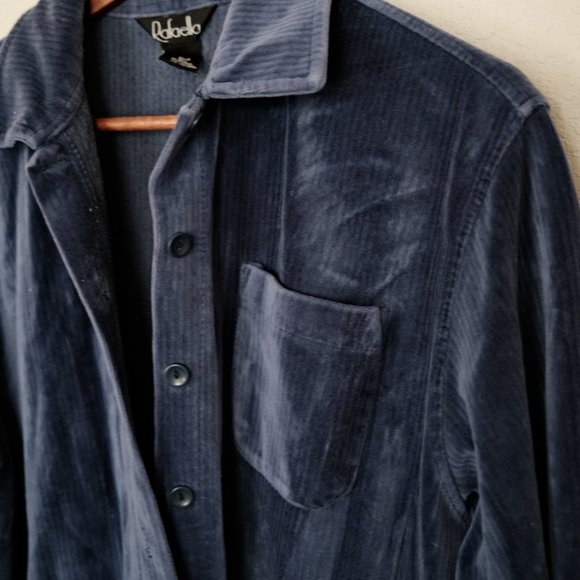 Dark Blue Ribbed Button Down Shacket - Picture 2 of 4